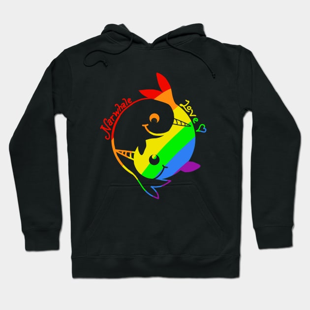 rainbow narwhale zen ying yang Hoodie by wolfmanjaq